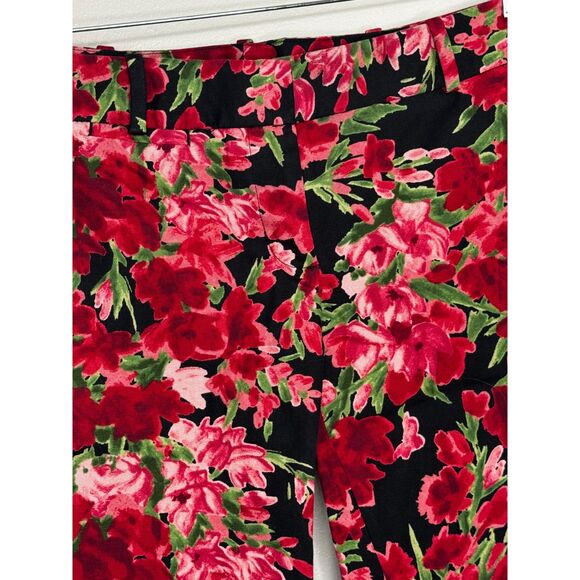 Talbots Petites 4P Red & Pink Floral Capri Pants Romantic Classic Fit - Picture 6 of 6
